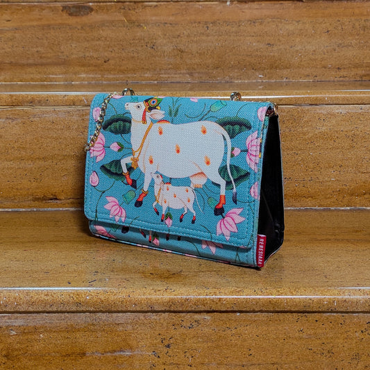 Flap Bag - Celestial Cow Blue