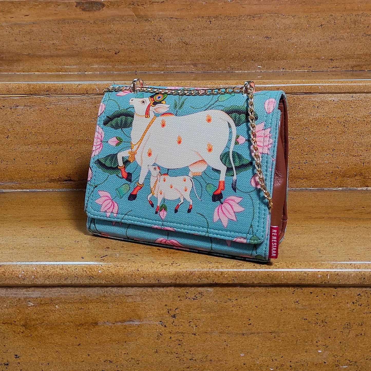 Flap Bag - Celestial Cow Blue