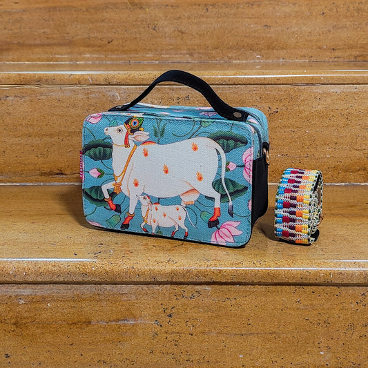 Camera Bag - Celestial Cow Blue